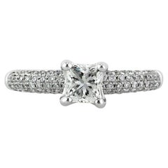 1 Karat Prinzessin Diamant Ring Brillant Weiß 14K Weißgold Pure Raffinesse