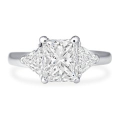 1 Carat Princess Diamond Ring Brilliant White 18K Gold Refined Light Signature