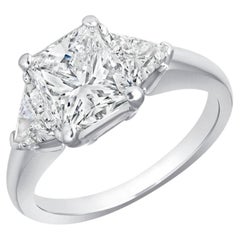 1 Carat Princess Diamond Ring Brilliant White 18K Gold Refined Light Signature