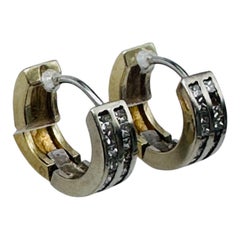 1 carat princess huggie Diamond earrings 14 karat gold