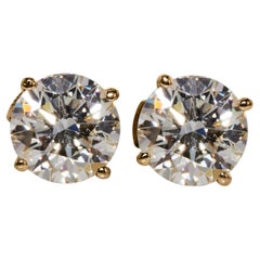 1 Carat Real Natural Diamond 2 Stud Earrings Round Solitaire 14k Yellow Gold