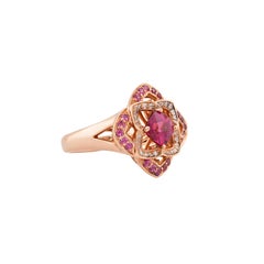 1 Carat Rhodolite and Diamond Ring in 14 Karat Rose Gold
