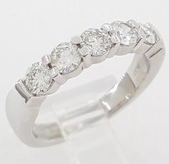 1 Carat Round Brilliant Cut Diamond Half Circle Platinum Wedding Band