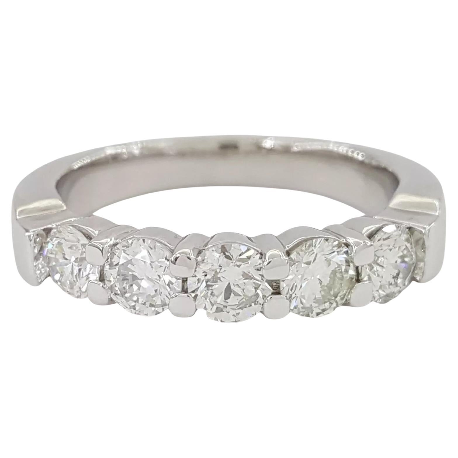 1 Carat Round Brilliant Cut Diamond Half Circle Platinum Wedding Band