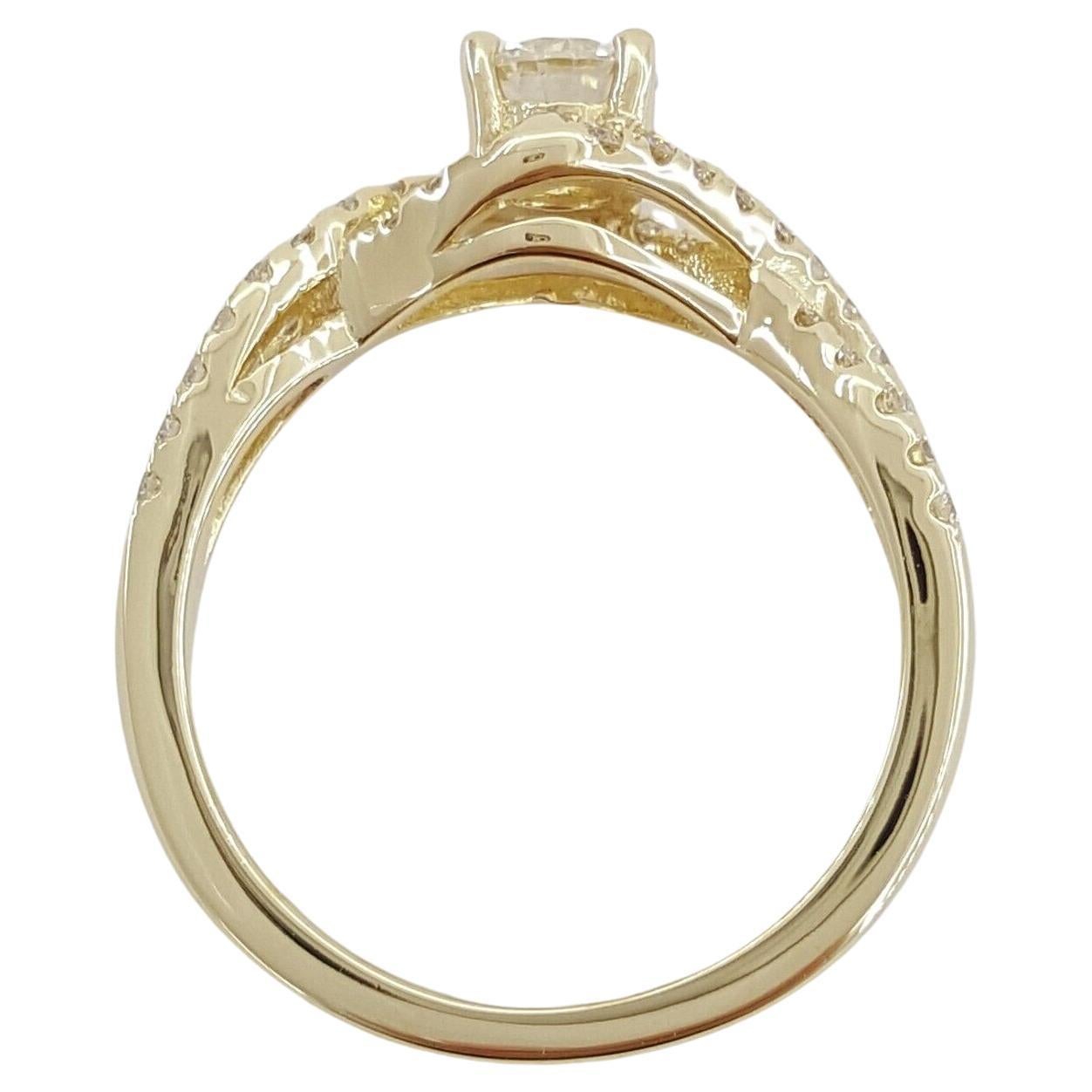 Taille ronde Bague croisée halo en diamant de 1 carat à taille ronde et brillante en vente