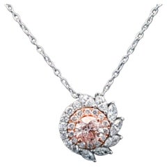 1 Karat runder Diamant-Anhänger im Brillantschliff Halskette zertifiziert P