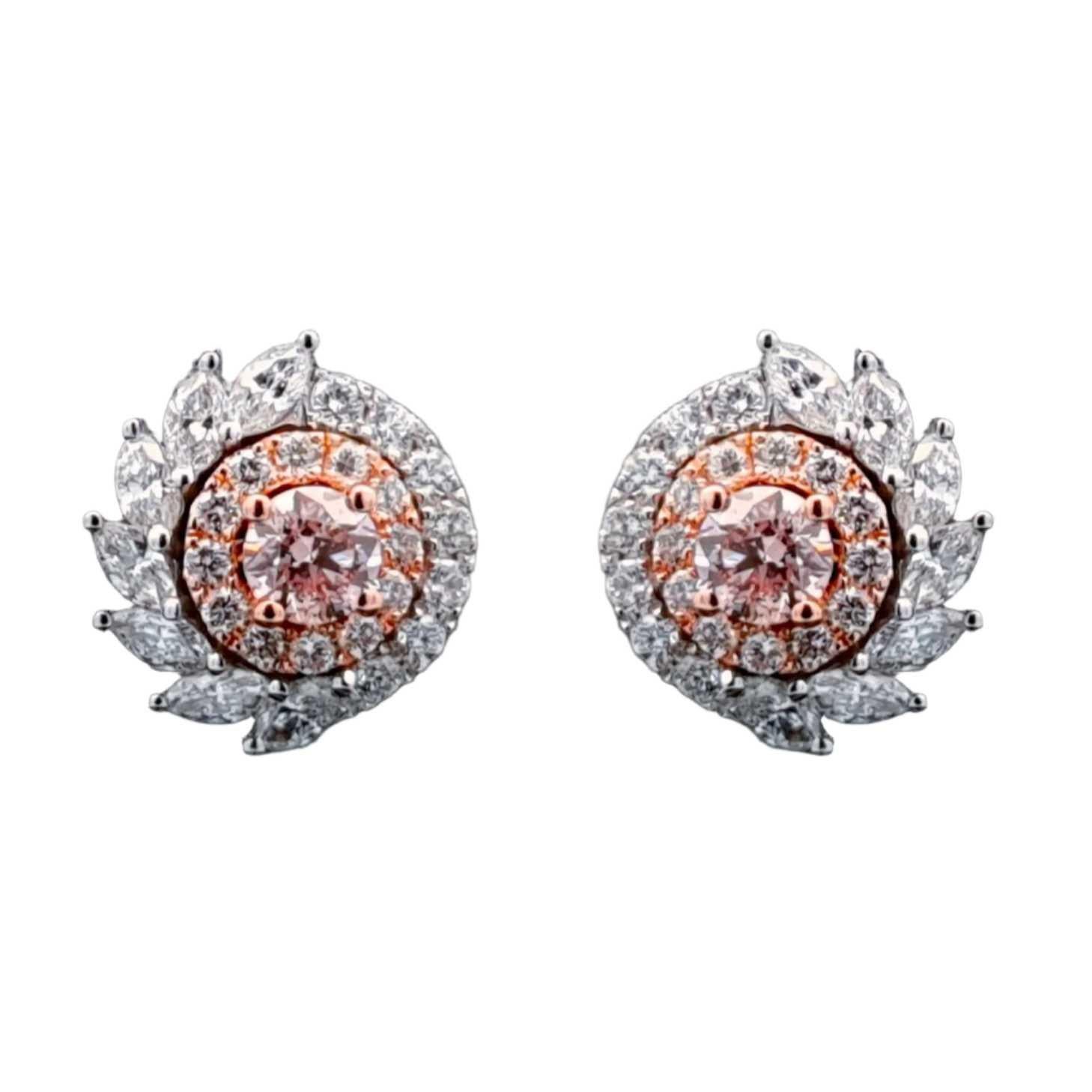1 Carat Round Brilliant Cut Diamond Stud Earrings Certified P In New Condition For Sale In New York, NY