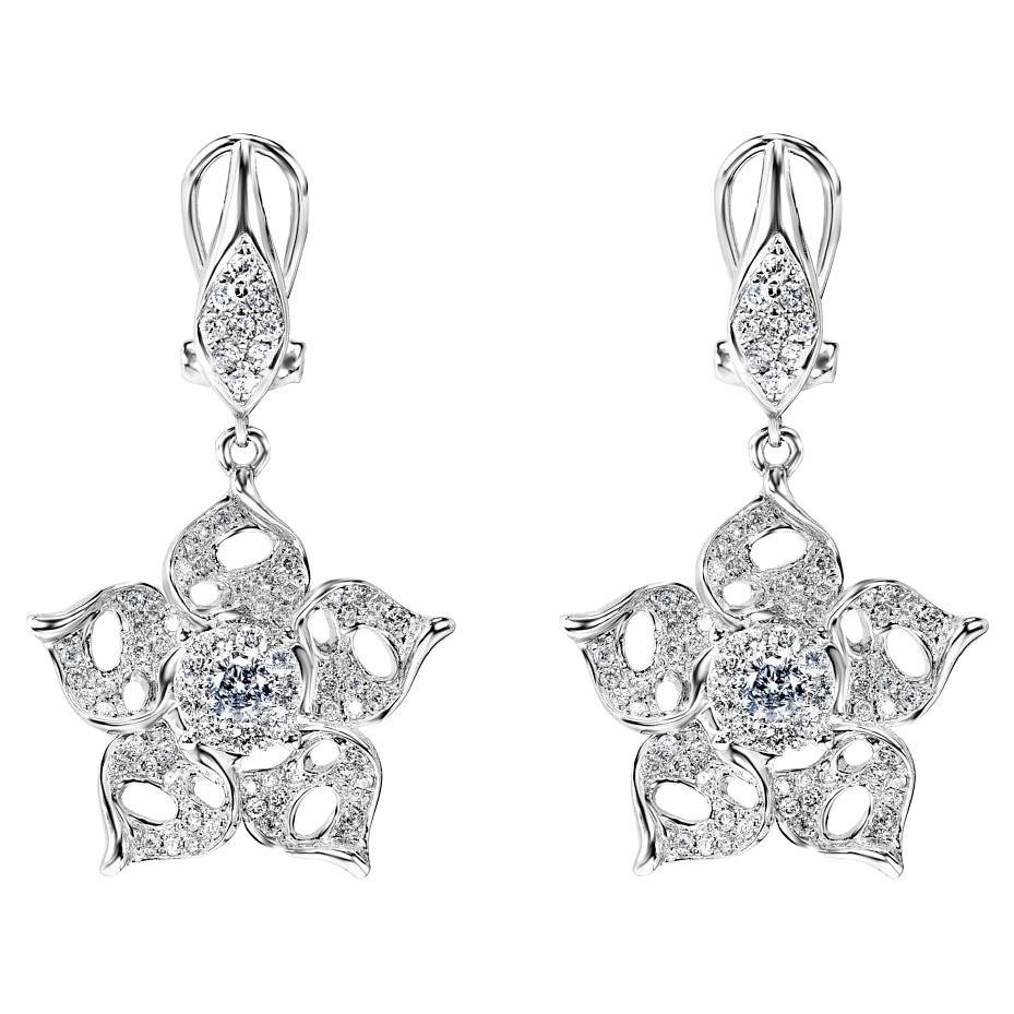 Boucles d'oreilles pendantes en forme de serrure anglaise avec diamants ronds de 1 carat et brillants certifiés 