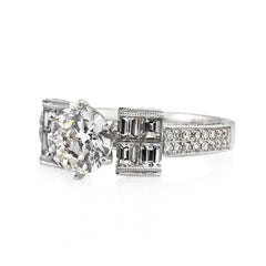 Anello con diamante tondo Brilliante da 1 carato in oro bianco 14K Raffinato