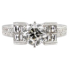 Anello con diamante tondo Brilliante da 1 carato in oro bianco 14K Raffinato