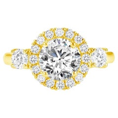 1 Carat Round Brilliant Diamond Ring Brilliant White 18K Yellow Gold