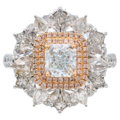 1 Carat Cushion Brilliant Statement Fancy light blue Royal Radiance Diamond Ring