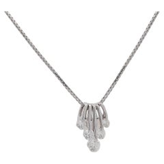 1 Carat Round Cut Diamond 5 Stone Platinum Dancing Pendant Necklace