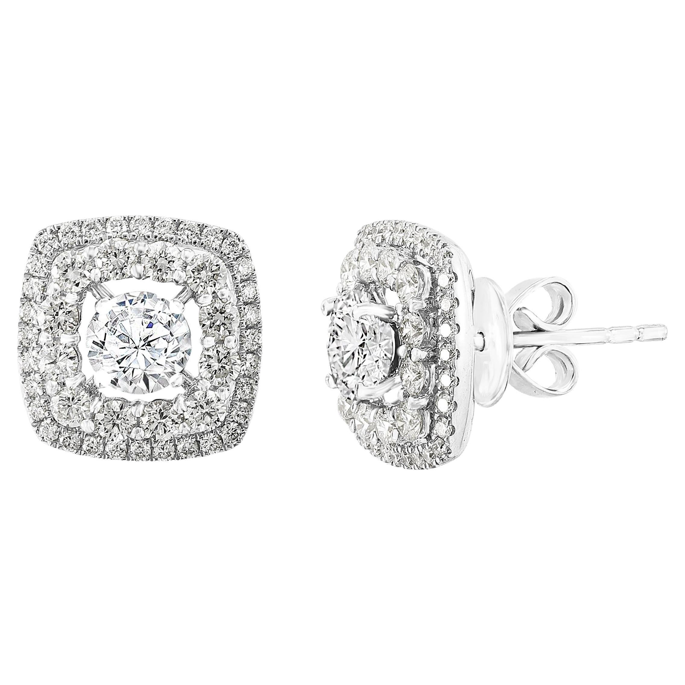 1 Karat Rundschliff  Diamant-Ohrstecker aus 18K Weißgold