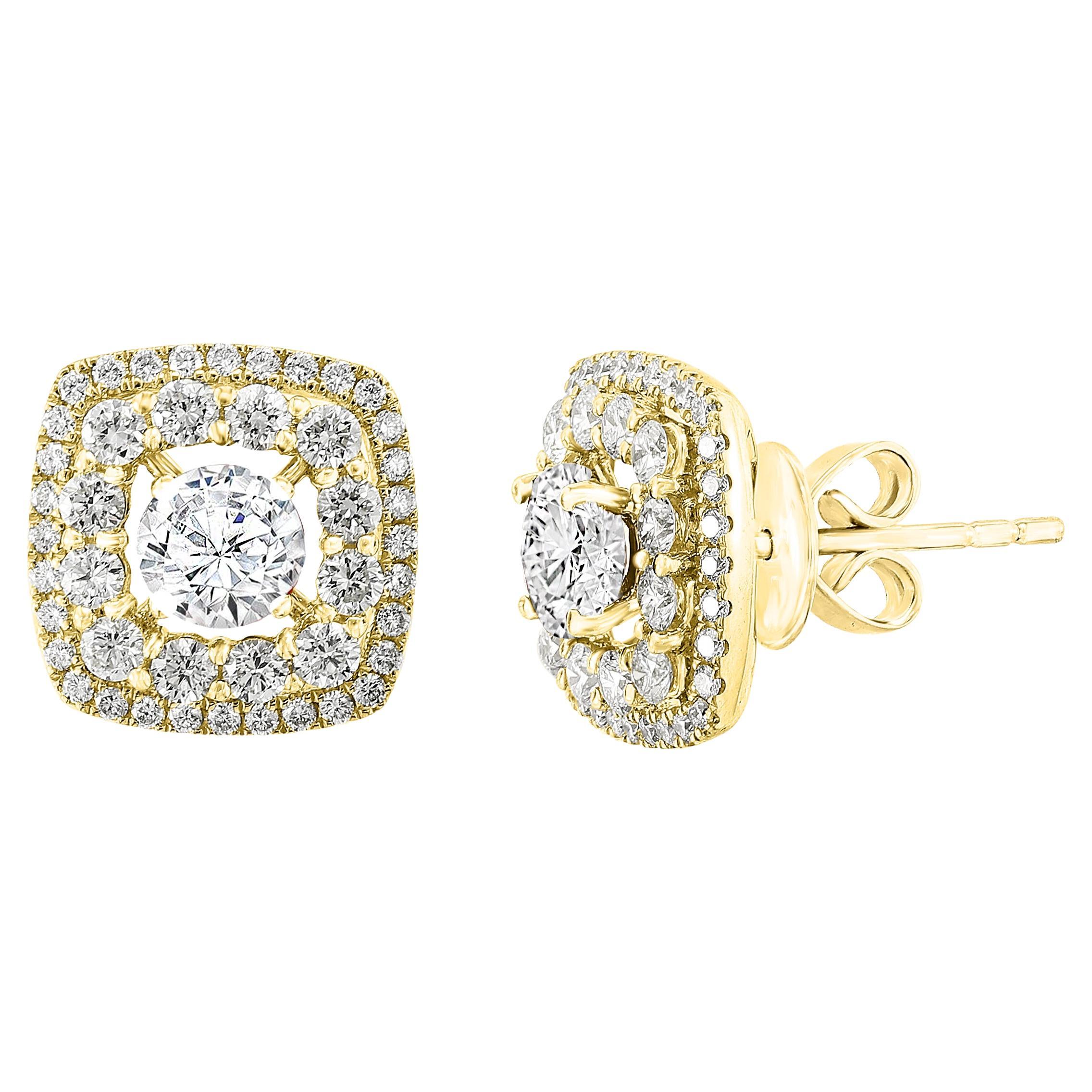 1 Karat Rundschliff  Ohrstecker aus 18 Karat Gelbgold mit Diamanten