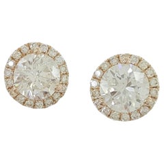1 Carat Round Diamond Rose Gold Diamond Studs