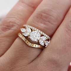 1 carat Round & Marquise diamond modern and unique engagement ring Penelope