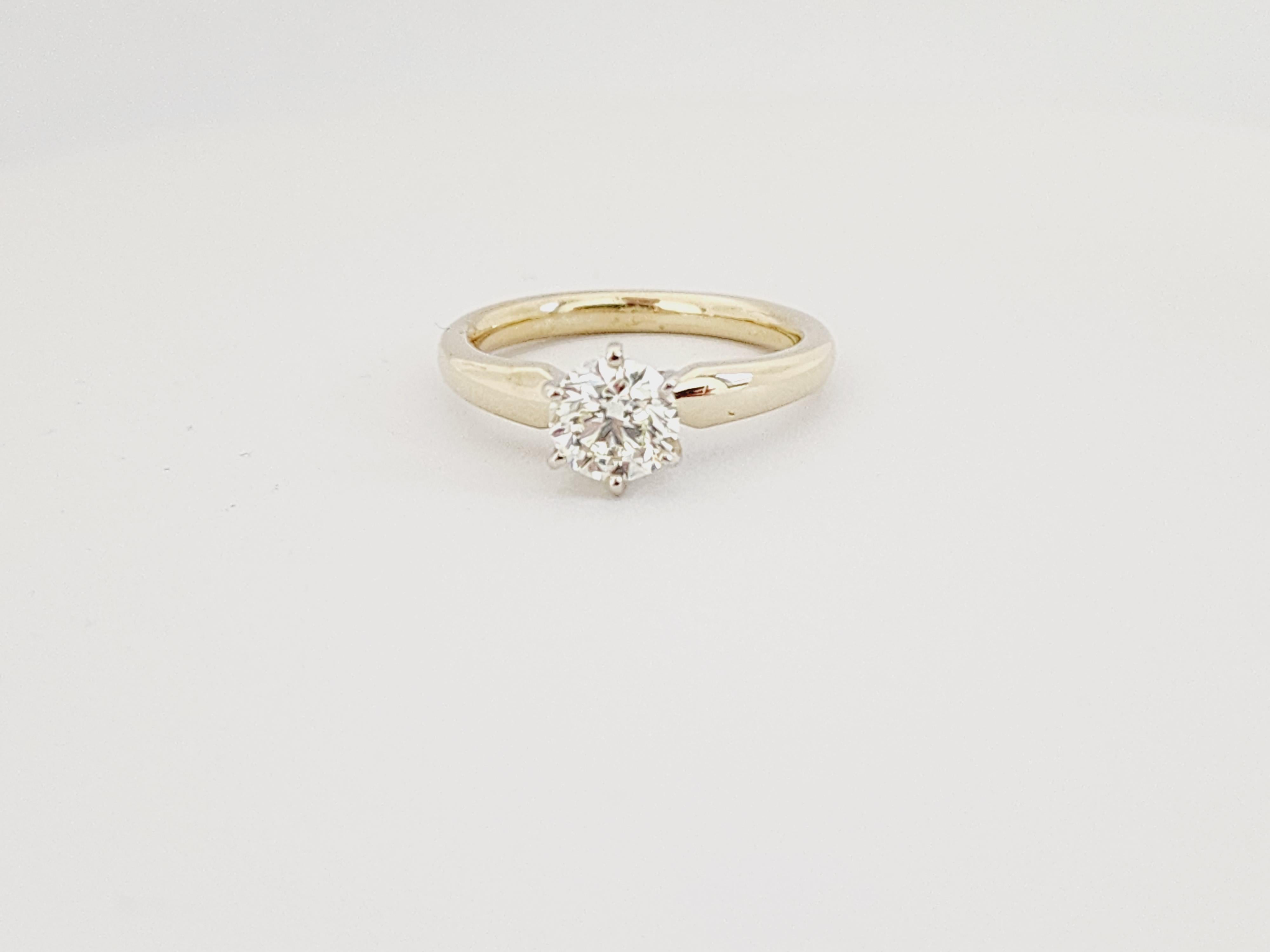 1 Carat Round Natural Diamond Ring Yellow Gold 14 Karat 2