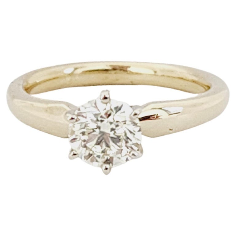 Gold Roud 1 Carat Round Natural Diamond Ring Yellow Gold 14 Karat For Sale at 1stDibs