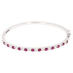 1 Carat Ruby and Diamonds Stackable Bangle 18K White Gold