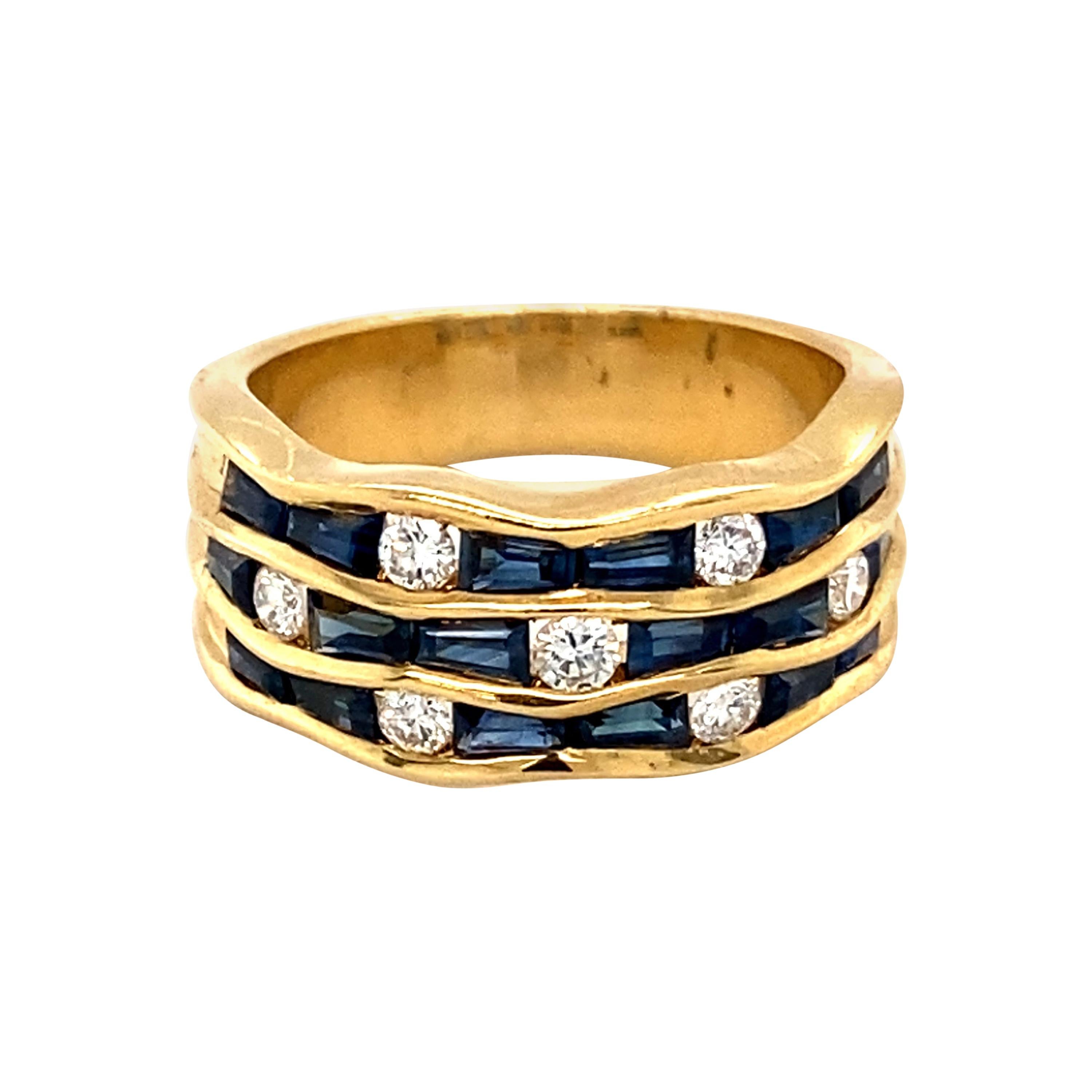 1 Carat Sapphire and 0.40 Carat Diamond Ring in 18 Karat Yellow Gold