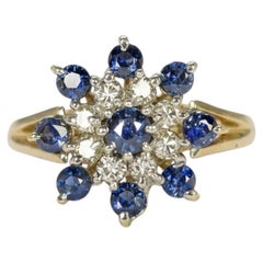 1-Karat-Saphir-Diamant-Ballerina-Cocktailring aus 14-karätigem Gelbgold