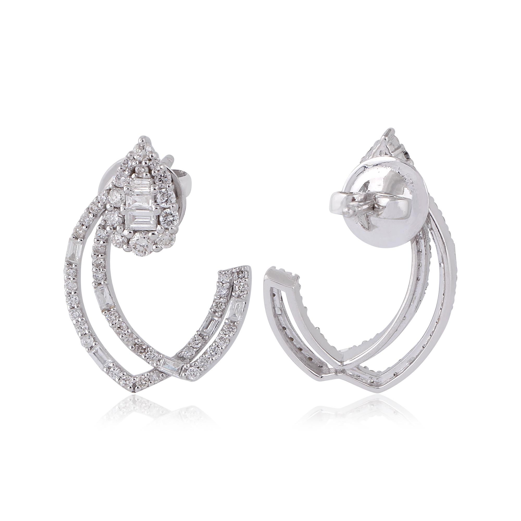 1 Karat SI Reinheit HI Farbe Baguette Diamant Ohrringe 14 Karat Weißgold im Zustand „Neu“ im Angebot in Diera, Dubai