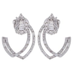 Orecchini di diamanti Baguette da 1 carato SI Clarity HI Color Oro bianco 18 carati