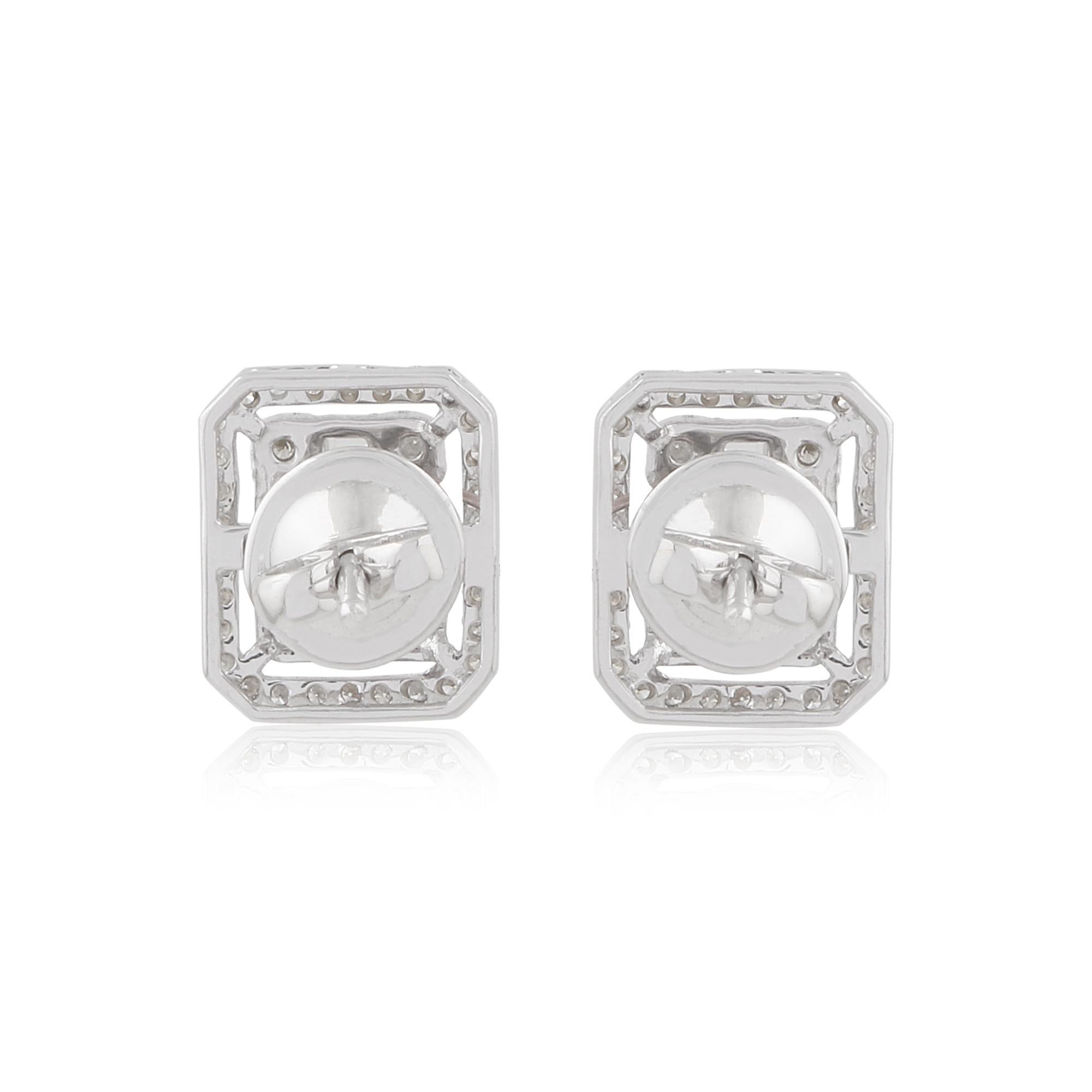Women's 1 Carat Si Clarity Hi Color Baguette Diamond Fine Stud Earrings 14k White Gold For Sale