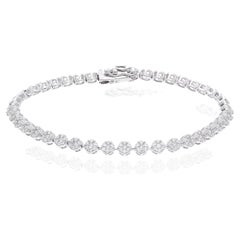 1 Carat SI Clarity HI Color Diamond Charm Bracelet 10k White Gold Fine Jewelry