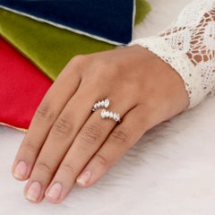 1 Carat SI Clarity HI Color Diamond Open Bypass Ring 14 Karat White Gold