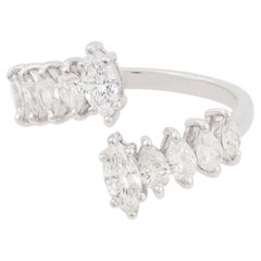 1 Carat SI Clarity HI Color Diamond Open Bypass Ring 14 Karat White Gold