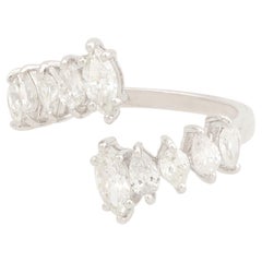 1 Carat SI Clarity HI Color Diamond Open Bypass Ring 18 Karat White Gold