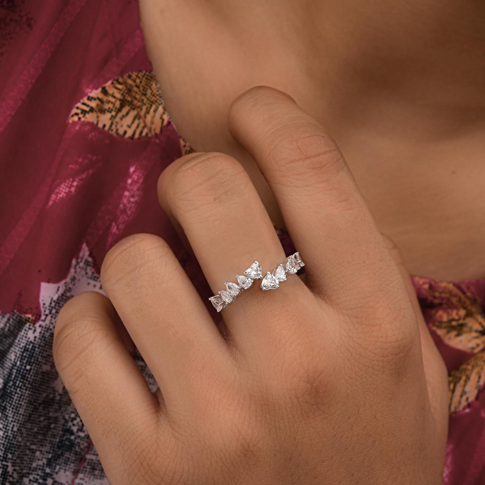 Taglio a goccia 1 Carato SI Chiarezza HI Colore Anello di diamanti a pera con cuore Gioielli in oro bianco 14 carati in vendita