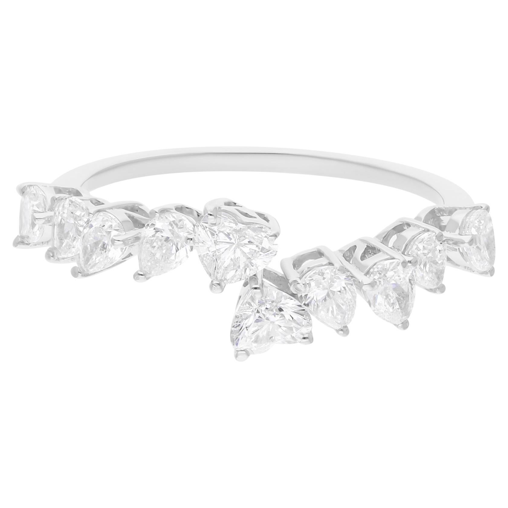 1 Karat SI Reinheit HI Farbe Herz birnenförmiger Diamantring 18 Karat Weißgold Schmuck