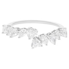 Bague en or blanc 18 carats avec diamant poire de 1 carat de pureté SI de couleur hi-colore