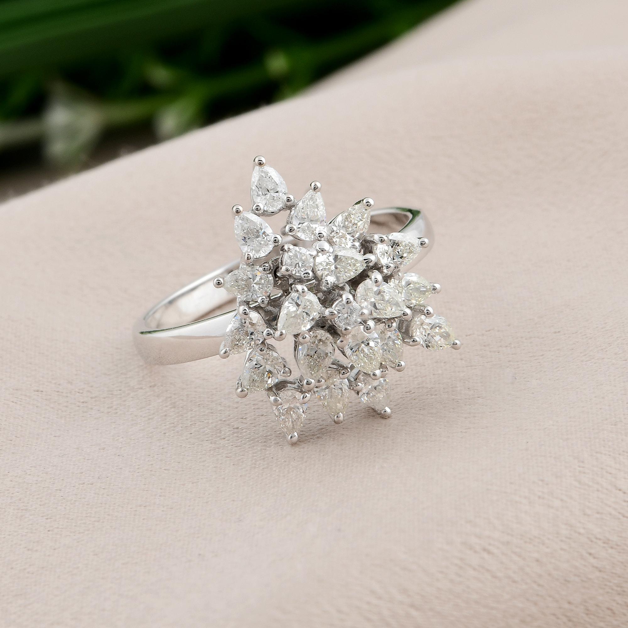 Im Angebot: 1 Karat SI Reinheit HI Farbe Gemischter Schliff Diamant Cocktail Ring 14 Karat Weißgold () 3