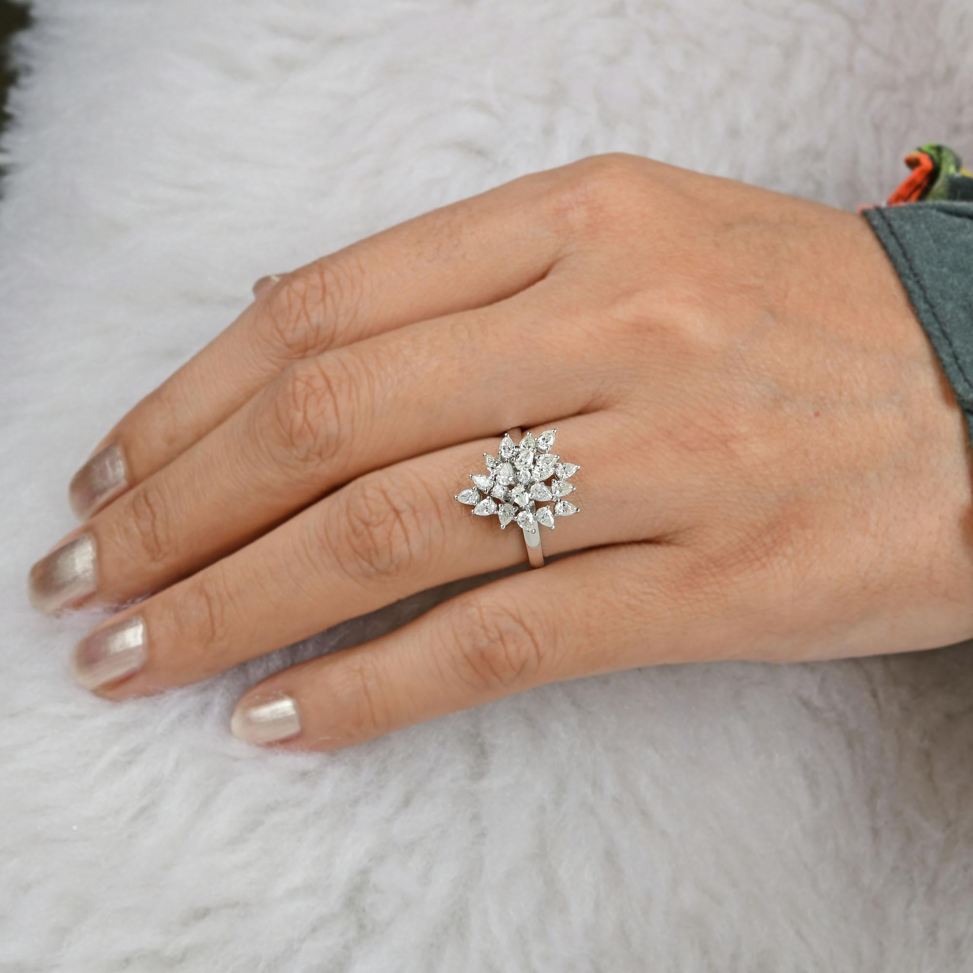 Im Angebot: 1 Karat SI Reinheit HI Farbe Gemischter Schliff Diamant Cocktail Ring 18 Karat Weißgold () 2