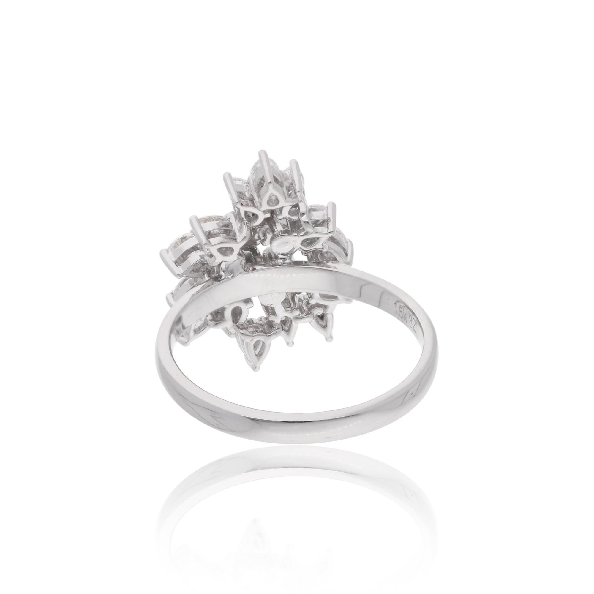 Im Angebot: 1 Karat SI Reinheit HI Farbe Gemischter Schliff Diamant Cocktail Ring 18 Karat Weißgold () 4