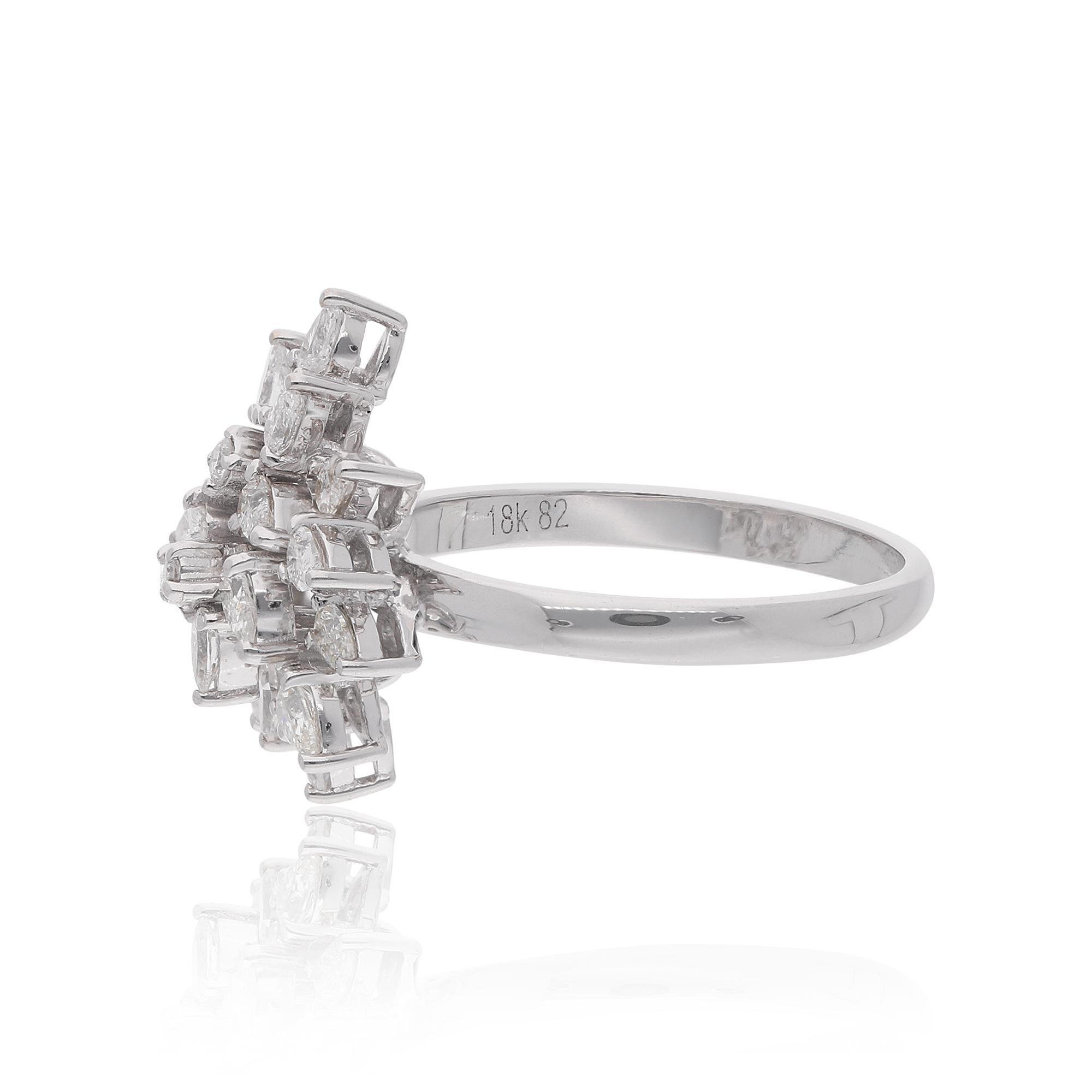 Im Angebot: 1 Karat SI Reinheit HI Farbe Gemischter Schliff Diamant Cocktail Ring 18 Karat Weißgold () 5