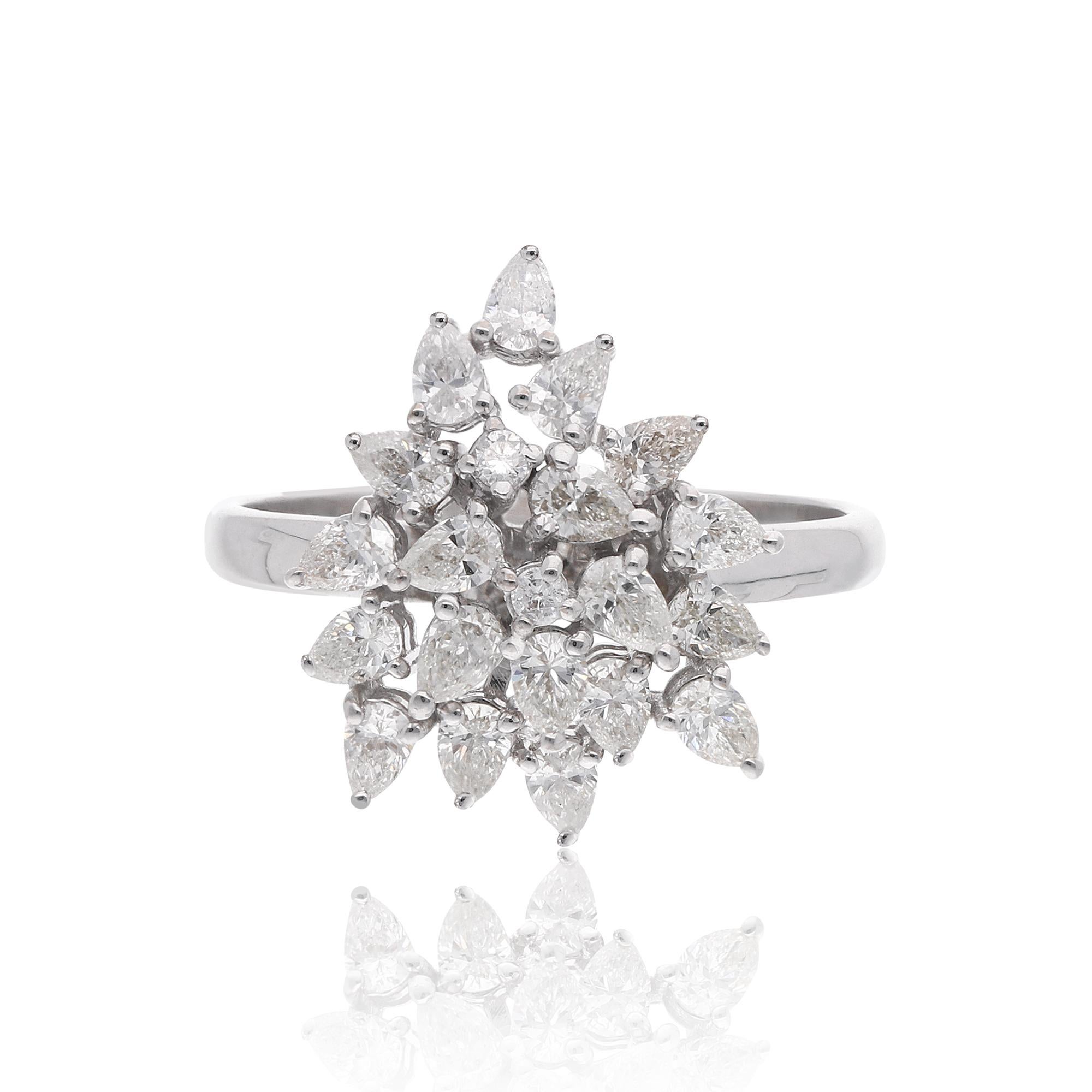 Im Angebot: 1 Karat SI Reinheit HI Farbe Gemischter Schliff Diamant Cocktail Ring 18 Karat Weißgold () 6