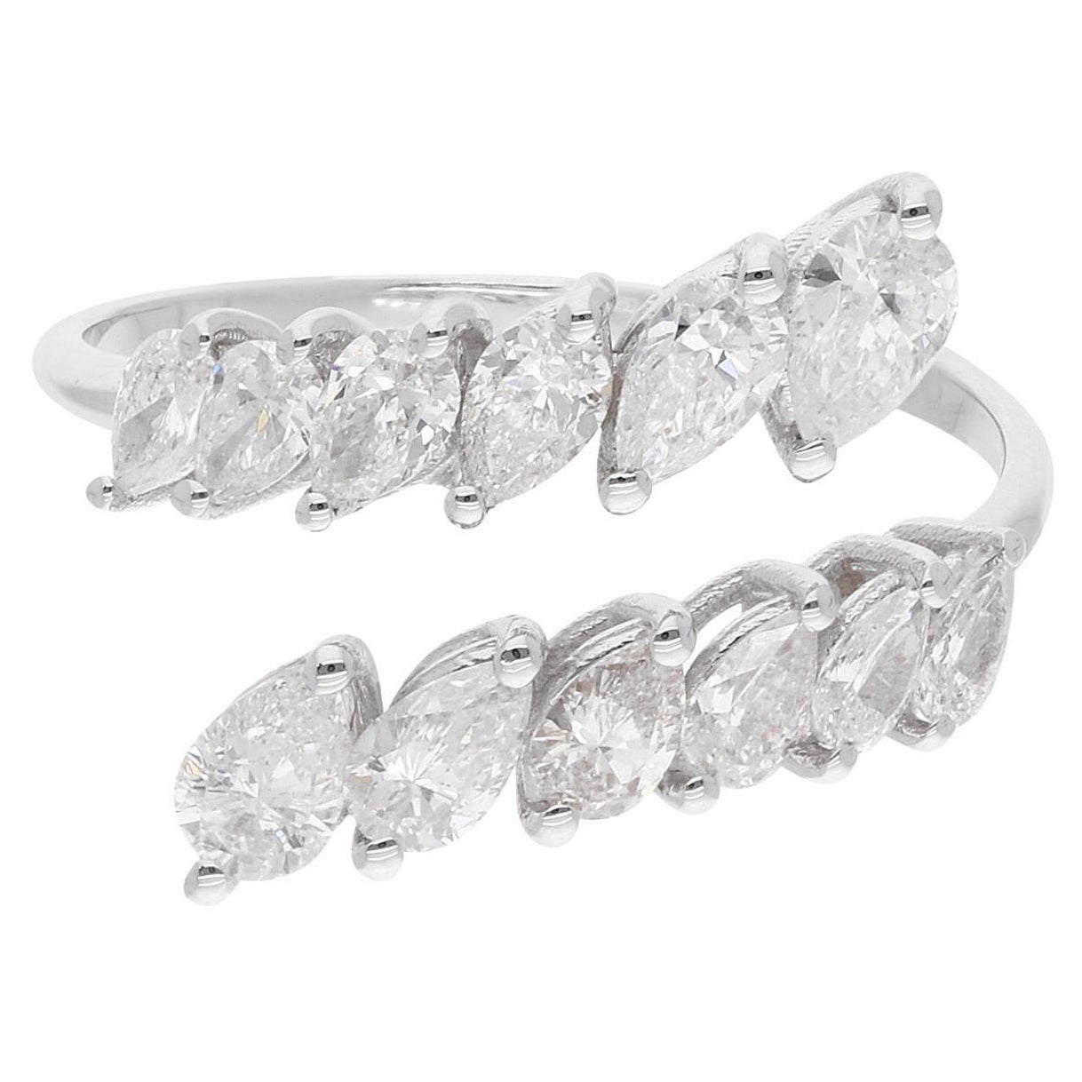 1 Carat SI Clarity HI Color Pear Diamond Wrap Ring Gioielli in oro bianco 14 carati