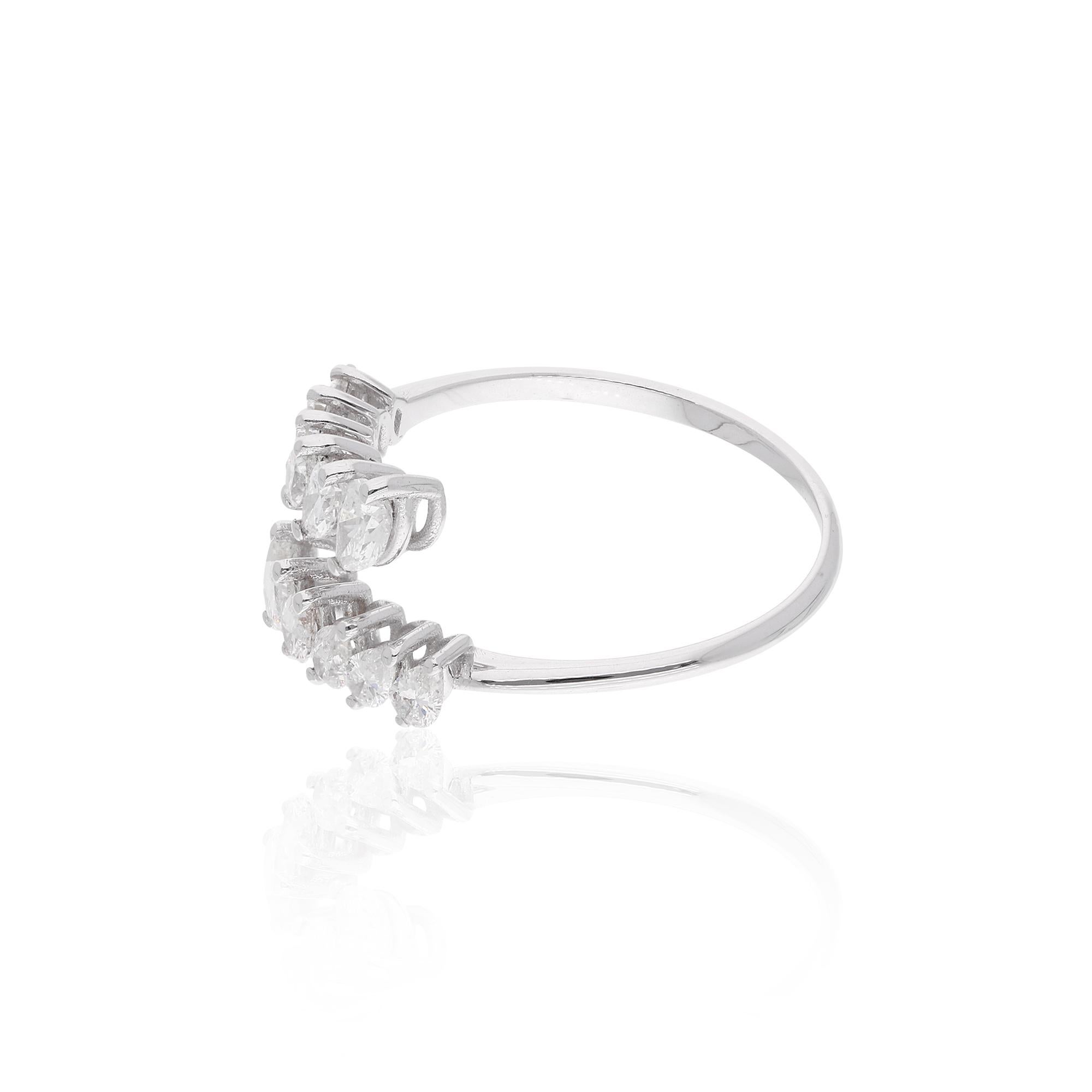Modern 1 Carat SI Clarity HI Color Pear Diamond Wrap Ring 18 Karat White Gold Jewelry For Sale