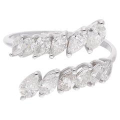 1 Carat SI Clarity HI Color Pear Diamond Wrap Ring 18 Karat White Gold Jewelry