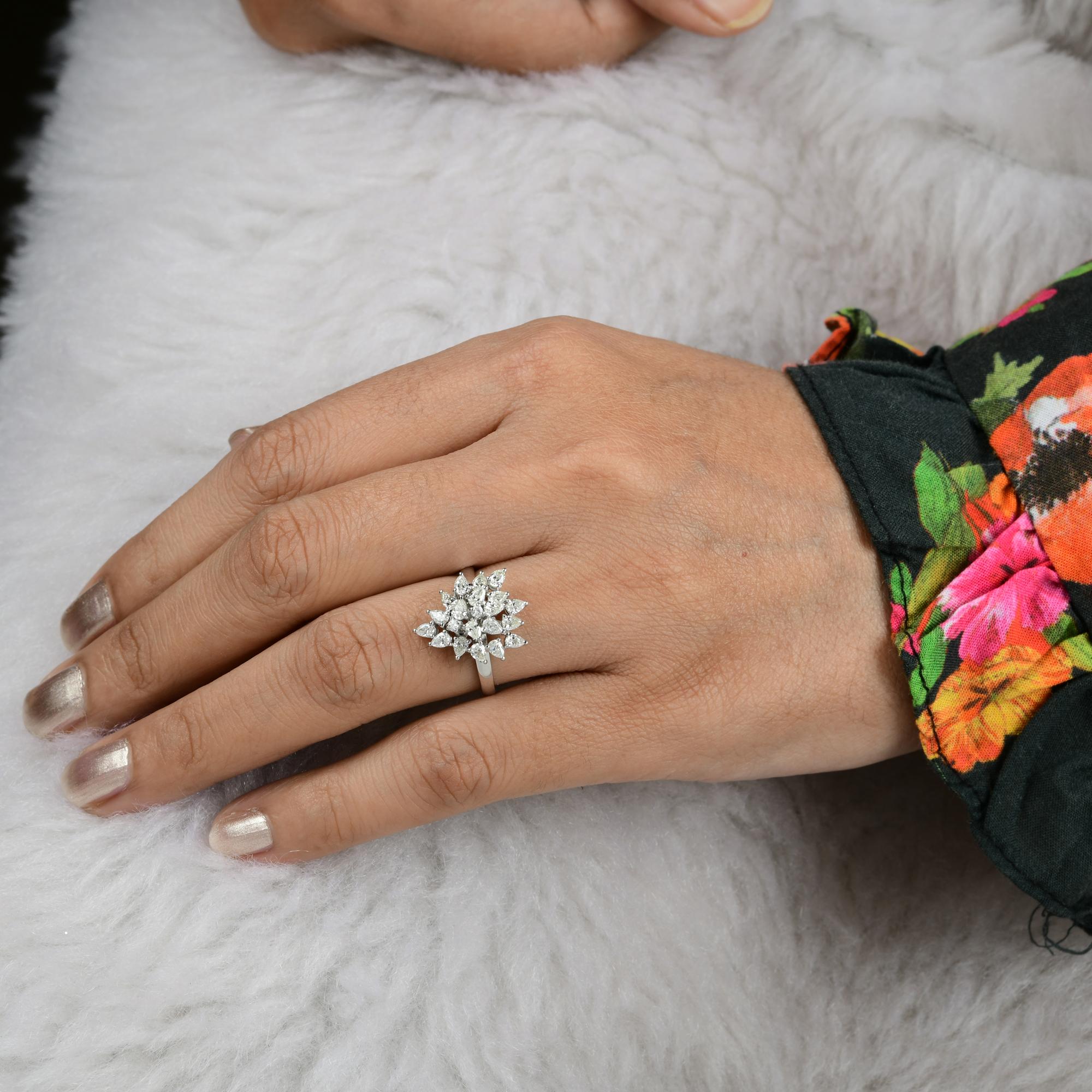 For Sale:  1 Carat SI Clarity HI Color Pear Round Diamond Ring 18 Karat White Gold Jewelry 6