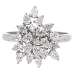 1 Carat SI Clarity HI Color Pear Round Diamond Ring 18 Karat White Gold Jewelry