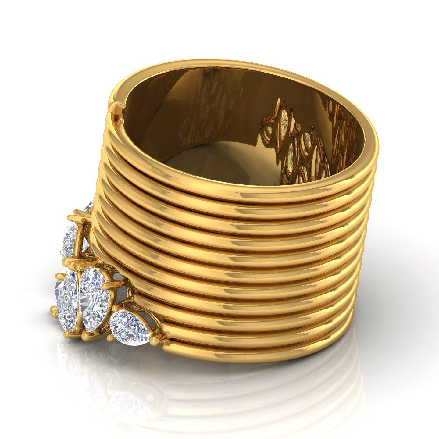 For Sale:  1 Carat SI Clarity HI Color Pear Shape Diamond Spiral Ring 18 Karat Yellow Gold 2