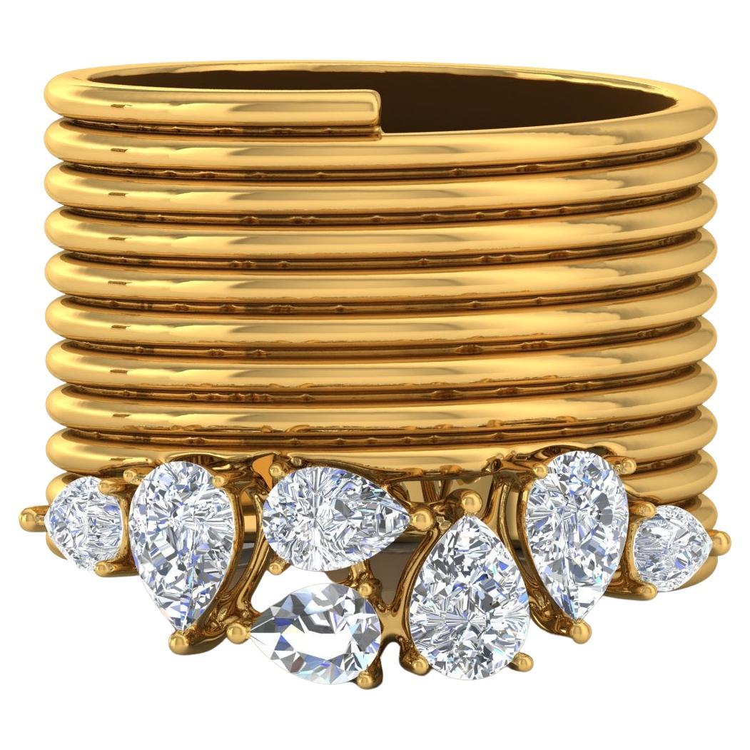 For Sale:  1 Carat SI Clarity HI Color Pear Shape Diamond Spiral Ring 18 Karat Yellow Gold