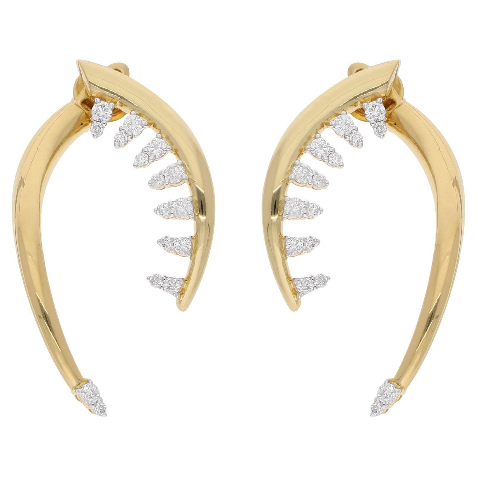 1 Carat SI/H Diamond Horn Design Jacket Earrings 18 Karat Yellow Gold Jewelry