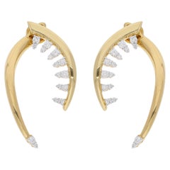 1 Carat SI/H Diamond Horn Design Jacket Earrings 18 Karat Yellow Gold Jewelry